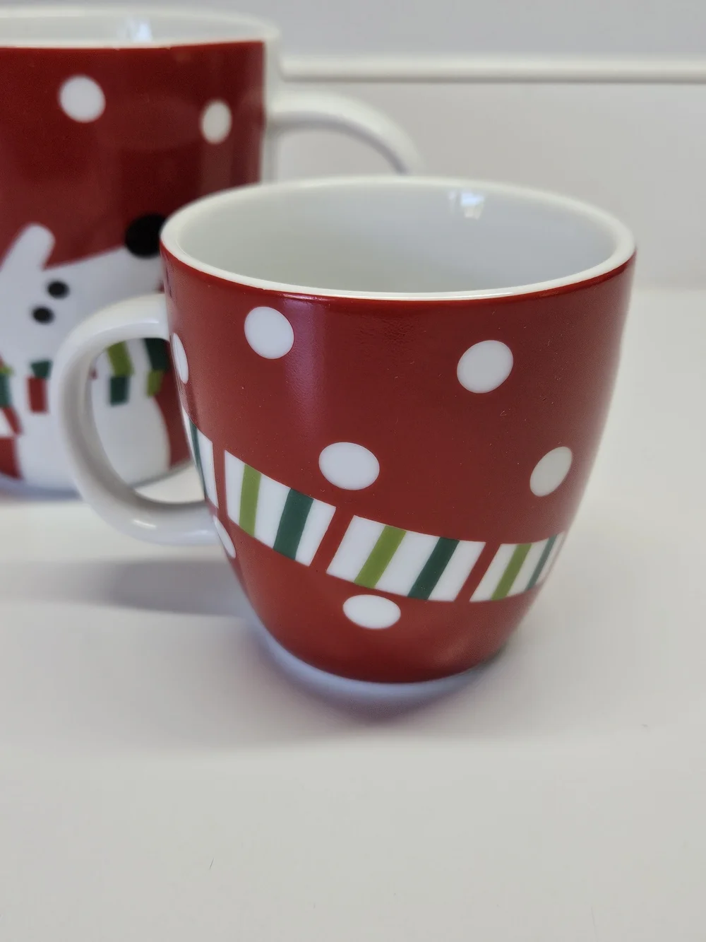 Crate & Barrel Red Ceramic Reindeer Christmas Mommy and Me Mug Set 6 & 12 OZ